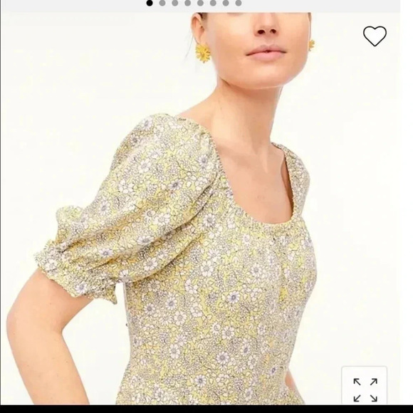 J.Crew Ditsy Floral Yellow Puff-sleeve  Cottage Core Tiered Midi Dress(XS) - Picture 4 of 13